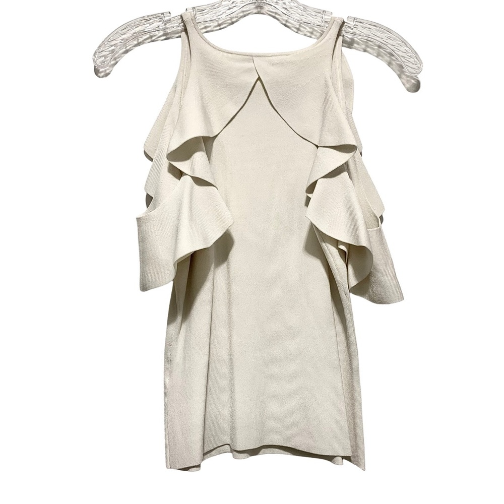 Jonathan Simkhai Hanging Ruffle Racerback Tank Top Ivory - Picture 6 of 11